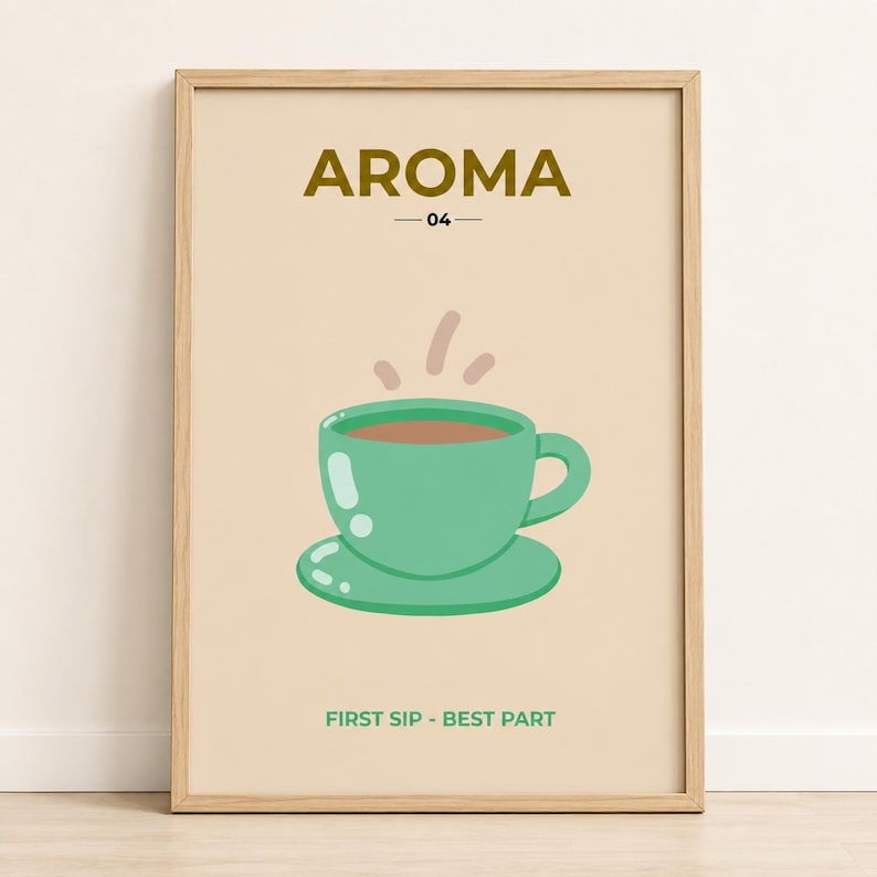 Coffee kitchen wall art print for the first sip of the day