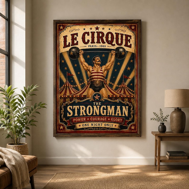 Vintage circus strongman poster, extra photo 1
