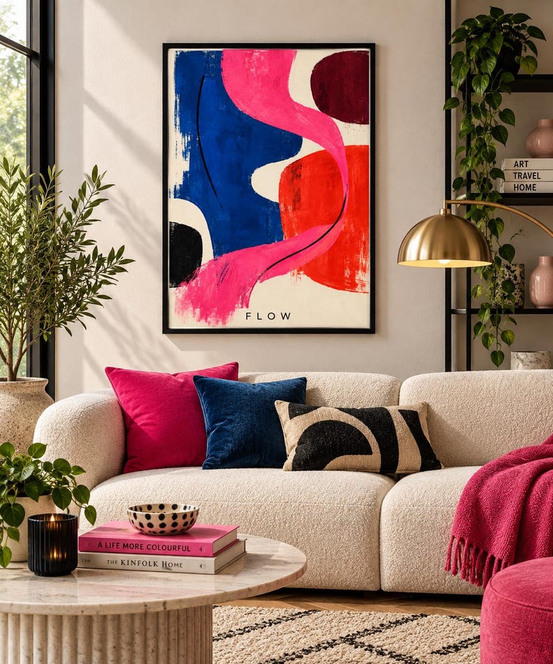 Abstract Flow Art Print, Bold Colorful Shapes - extra photo 1