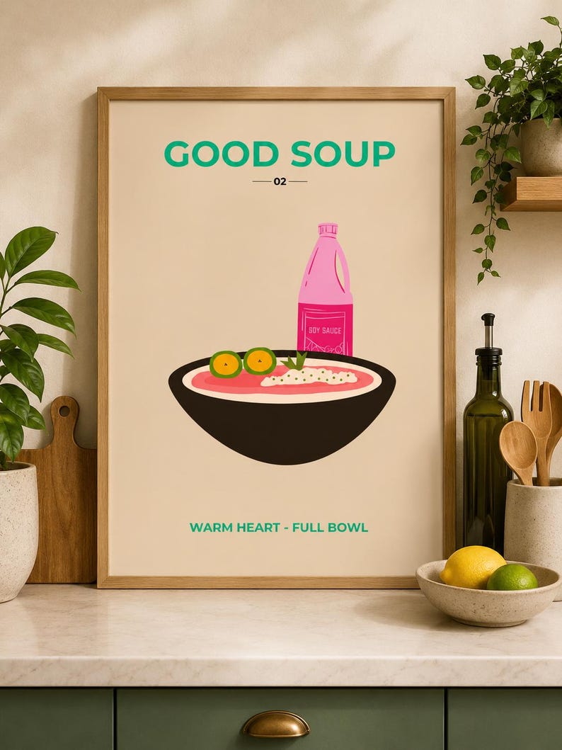 Colourful Good Soup kitchen wall art print, extra photo 1