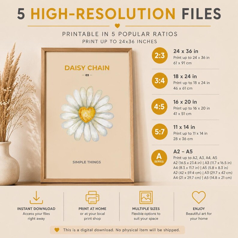 Daisy chain botanical wall art print, extra photo 1