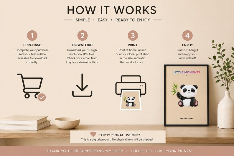 Cute panda nursery wall art print, extra photo 3