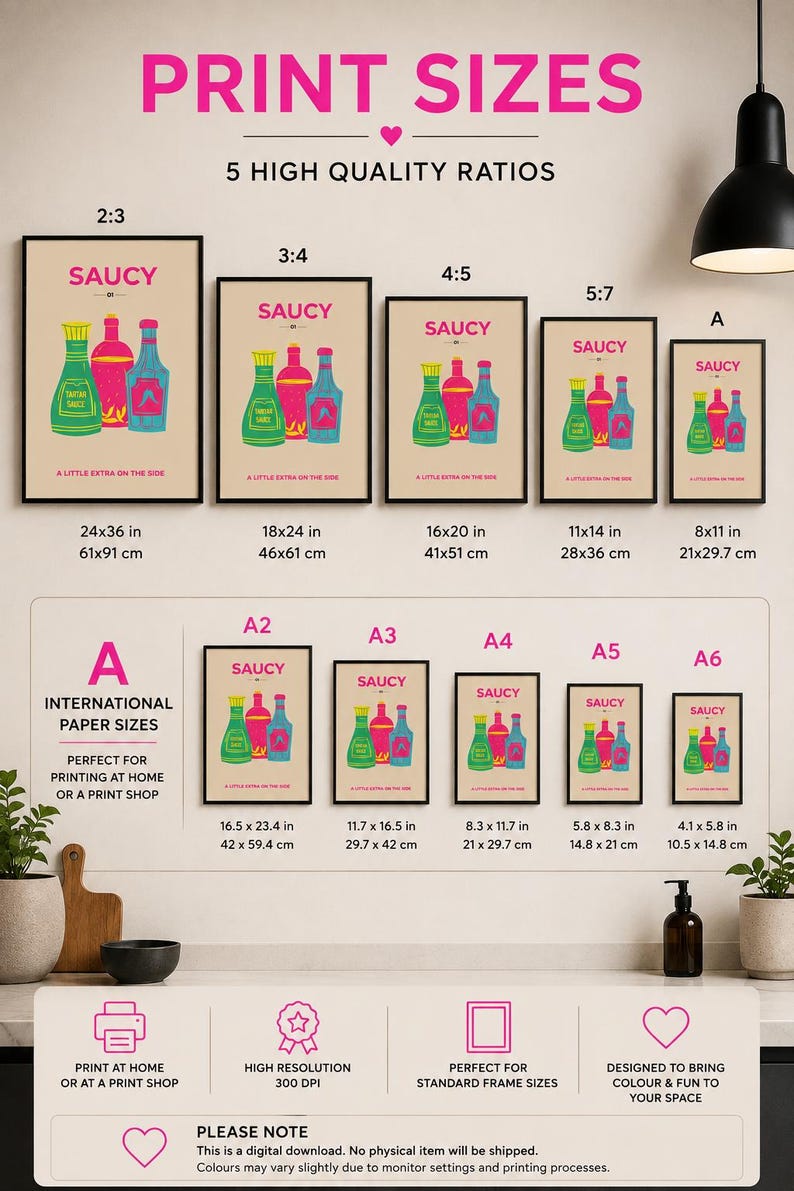 Colourful saucy kitchen wall art print, extra photo 2