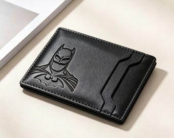 Bat‑Shaped ID Wallet, Personalized Faux‑Leather Wallet for Men, Unique Anniversary, Birthday & Valentine’s Day Gift