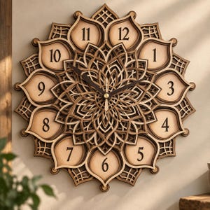 Laser Cut Clock SVG DXF | 5 Layer Clock Cut File | Multi Layer Clock SVG | Laser Engraving Clock Template | cncCut Clock Design
