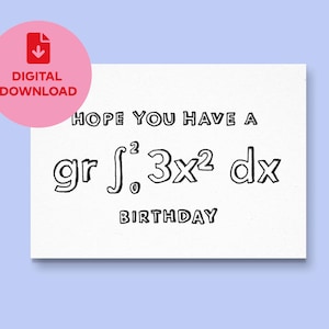 Digital Printable - Mathe Geburtstagskarte - Great Birthday Hard