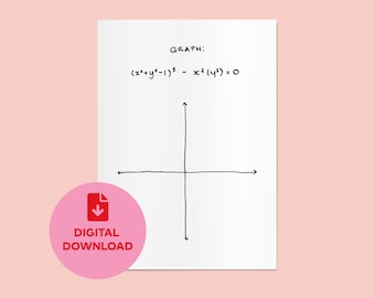 Digital Printable - Anniversary Valentines Day Card - Love Heart Graph