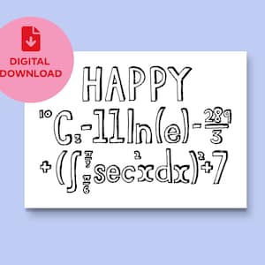 Digital Printable – Mathe 21. Geburtstagskarte