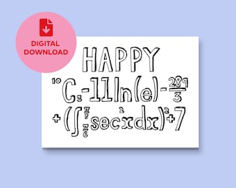 Imprimable numériquement – Carte d’anniversaire Maths 21e