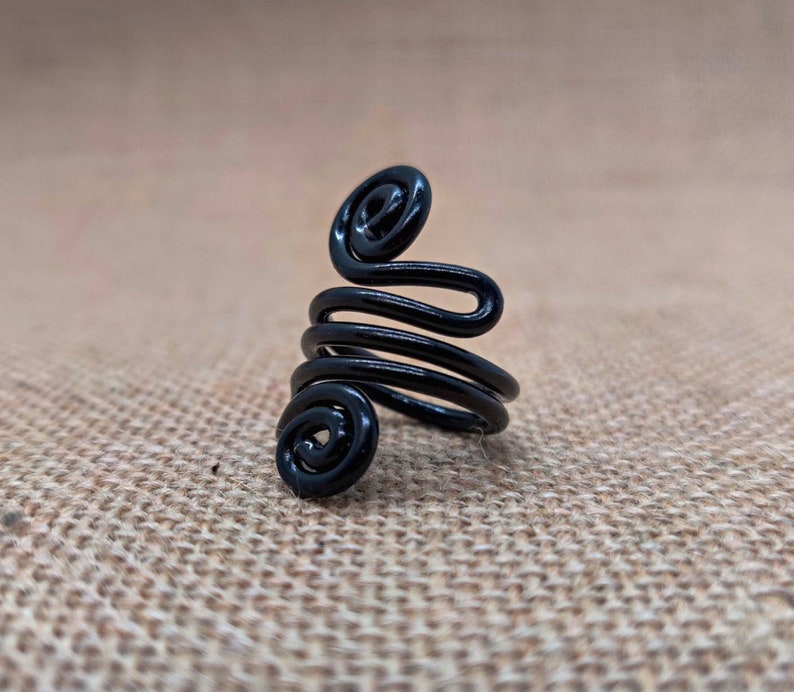 Black Wire Wrap Ring Unisex Festival Jewelry Gypsy Vibes Etsy
