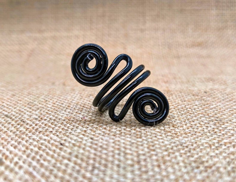 Black Wire Wrap Ring Unisex Festival Jewelry Gypsy Vibes Etsy