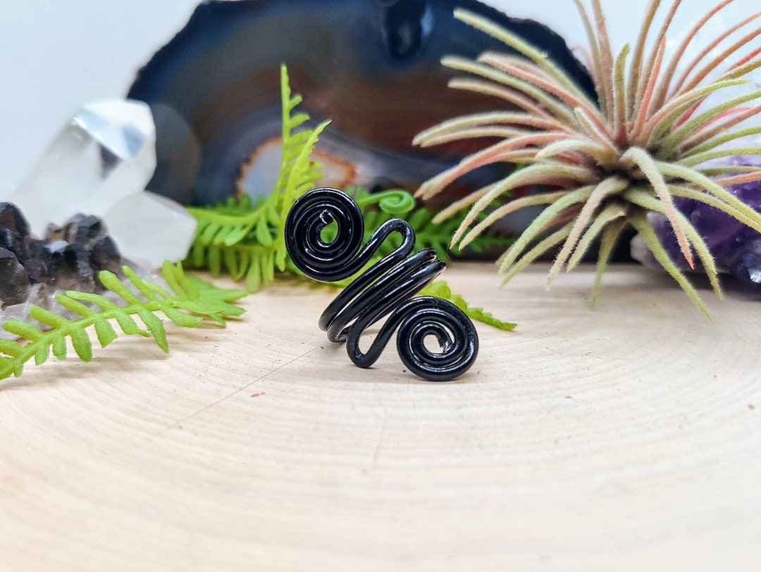 Black Wire Wrap Ring Unisex Festival Jewelry Gypsy Vibes Etsy