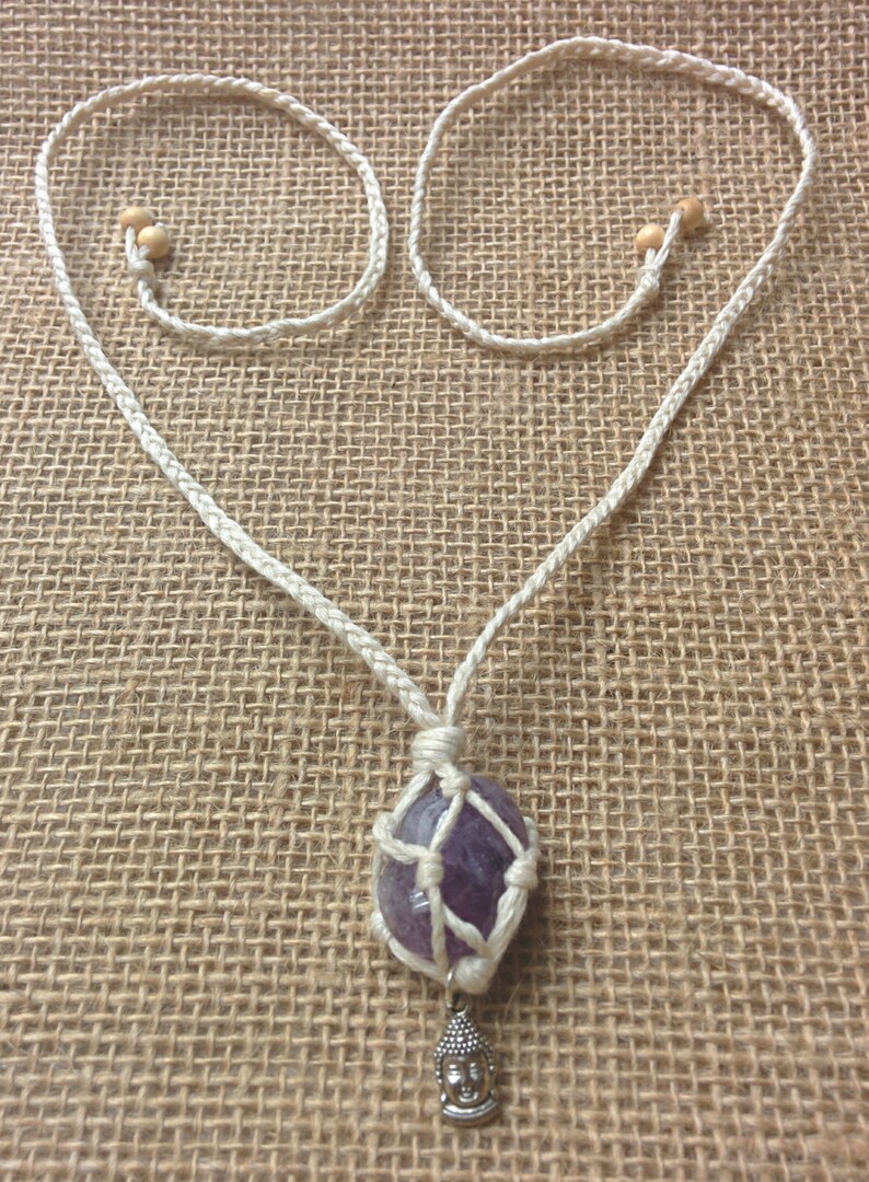 Emaya Handmade Macrame Necklace - Amethyst
