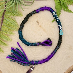 Hairwrap extension, Hippie hair wrap for dreadlocks and non dreaded hair, Hair twist w/ turquoise leaf bead, Festival Hair accessory