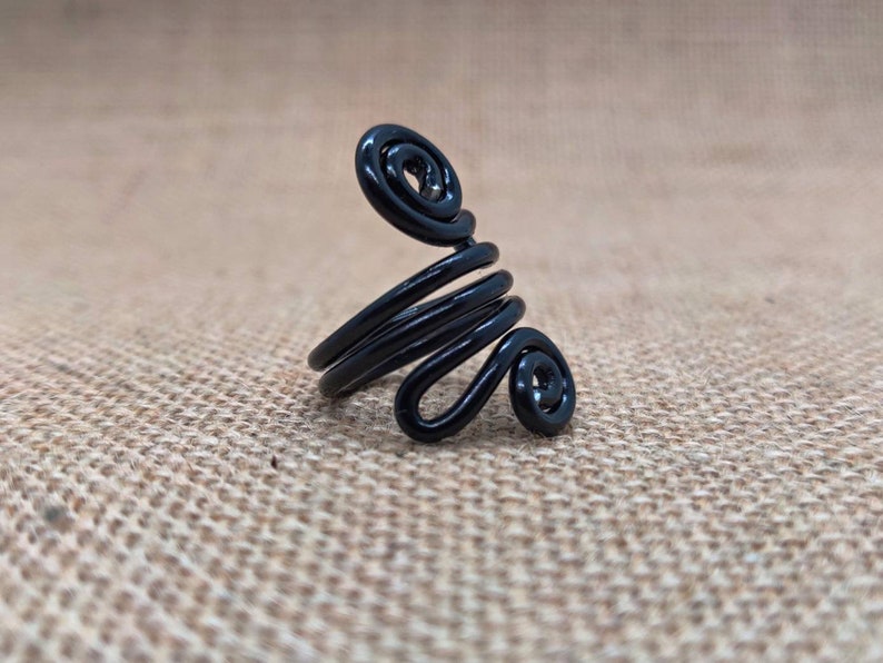 Black Wire Wrap Ring Unisex Festival Jewelry Gypsy Vibes Etsy