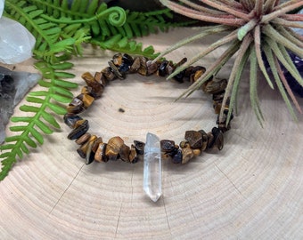 Tigers eye bracelet, protection jewelry, clear quartz bracelet, yoga jewelry, stackable bracelet, yoga, meditation jewelry, beaded bracelet