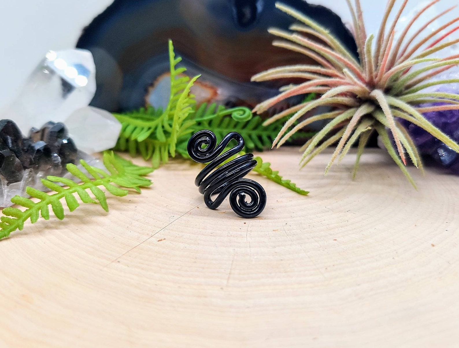 Black Wire Wrap Ring Unisex Festival Jewelry Gypsy Vibes Etsy
