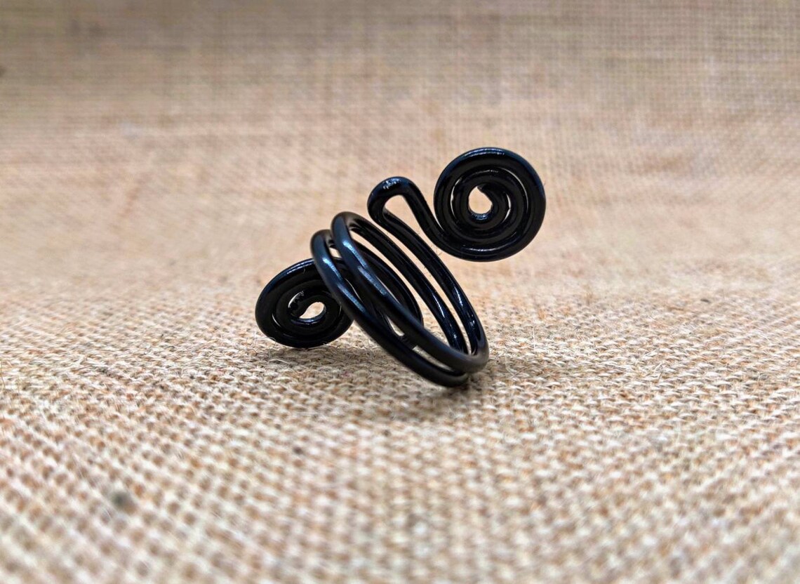 Black Wire Wrap Ring Unisex Festival Jewelry Gypsy Vibes Etsy