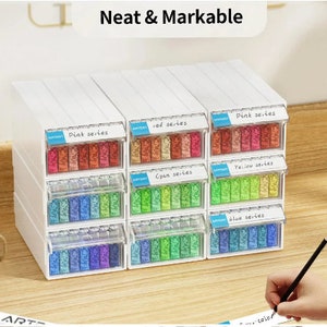 Stackable and Connectable Diamond Painting Storage Drawers Including Bottles- Round or Square Bottle