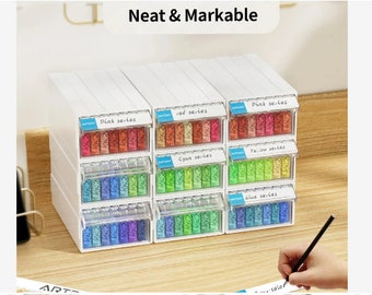 Stackable and Connectable Diamond Painting Storage Drawers Including Bottles- Round or Square Bottle