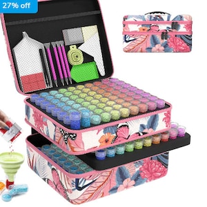 Storage Case for Diamond Painting Drills With Toolkits-  Pink - 30, 60, 120, 240 Containers