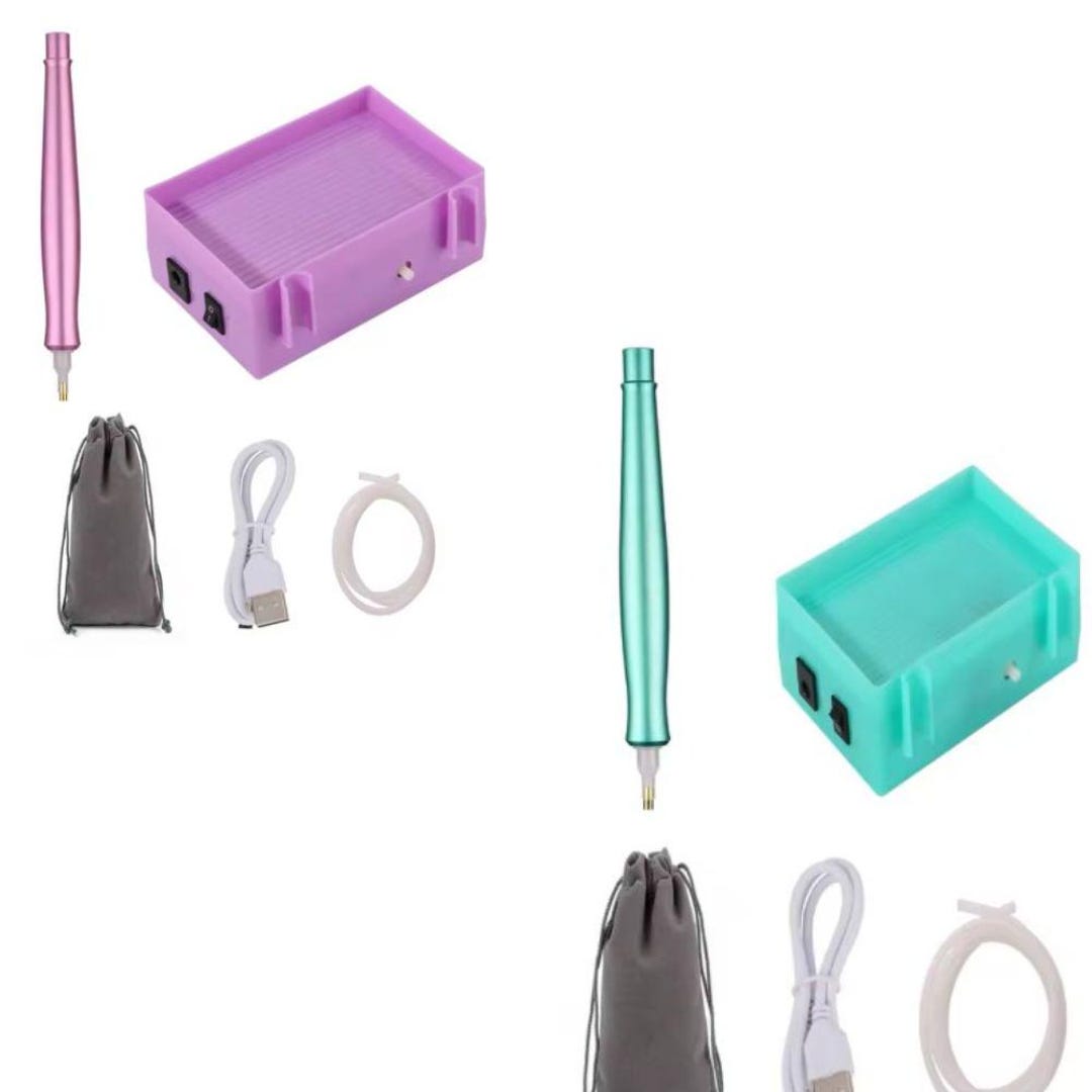 Diesisa Electric Diamond Art Painting Pen Kit - Vacuum Suction Pen With Adjustable Power, 3 Pen Tips, Storage Tray & Accessories