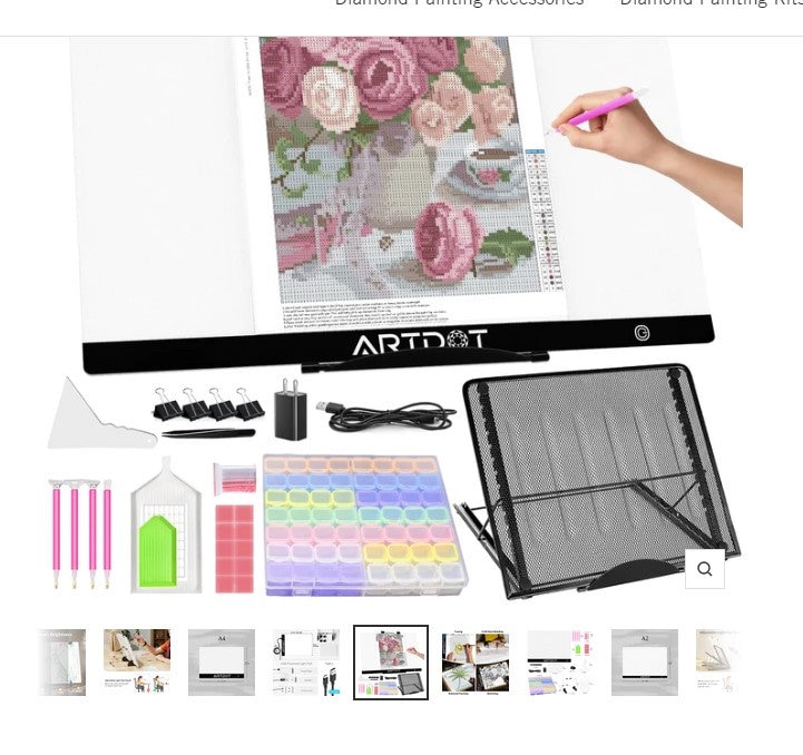 ARTDOT A4/A3/A2/A1 LED Light Pad For Diamond Painting,USB Powered Light  Board Diamond Art Kit, Adjustable Brightness With Diamond Painting Tools  And Accessories Detachable Stand And Clips