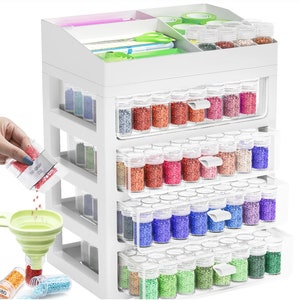 Diamond Painting Storage Drawers and Tool Caddy with Round Bottles Included- 2 or 4 Drawer
