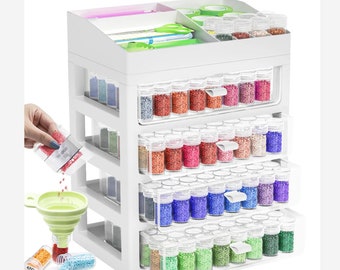 Diamond Painting Storage Drawers and Tool Caddy with Round Bottles Included- 2 or 4 Drawer