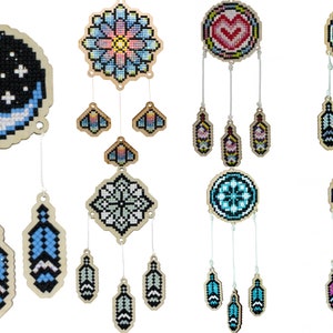 Dreamcatcher Themed WIZARDI™ Brand Wooden Charms * Square Drill * Double-Sided * AB Drills (As Indicated) * Beginner Friendly *