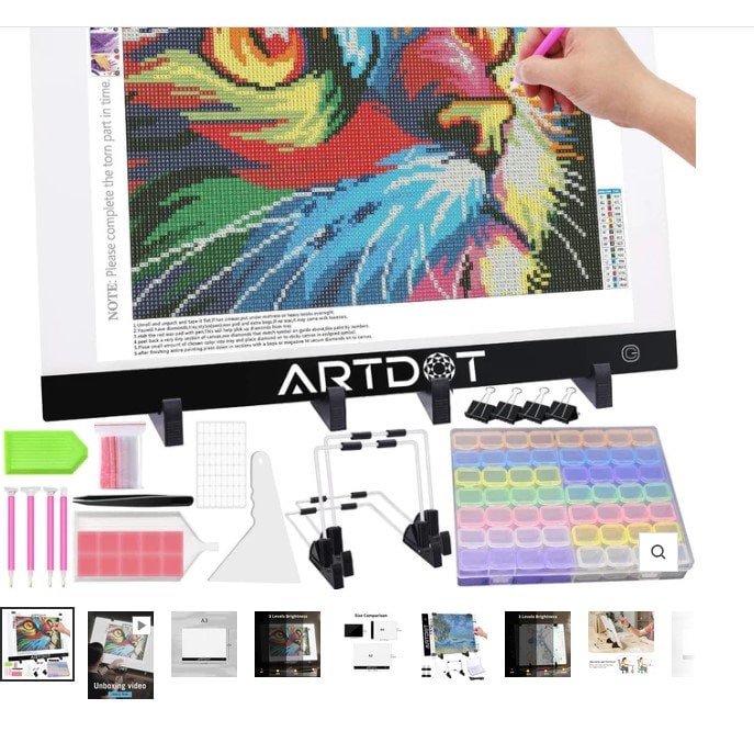  ARTDOT A1 Large LED Light Pad for Diamond Painting AC Powered Light  Board Kit Adjustable Brightness Light Box Drawing for 5D Diamond Painting  Kits