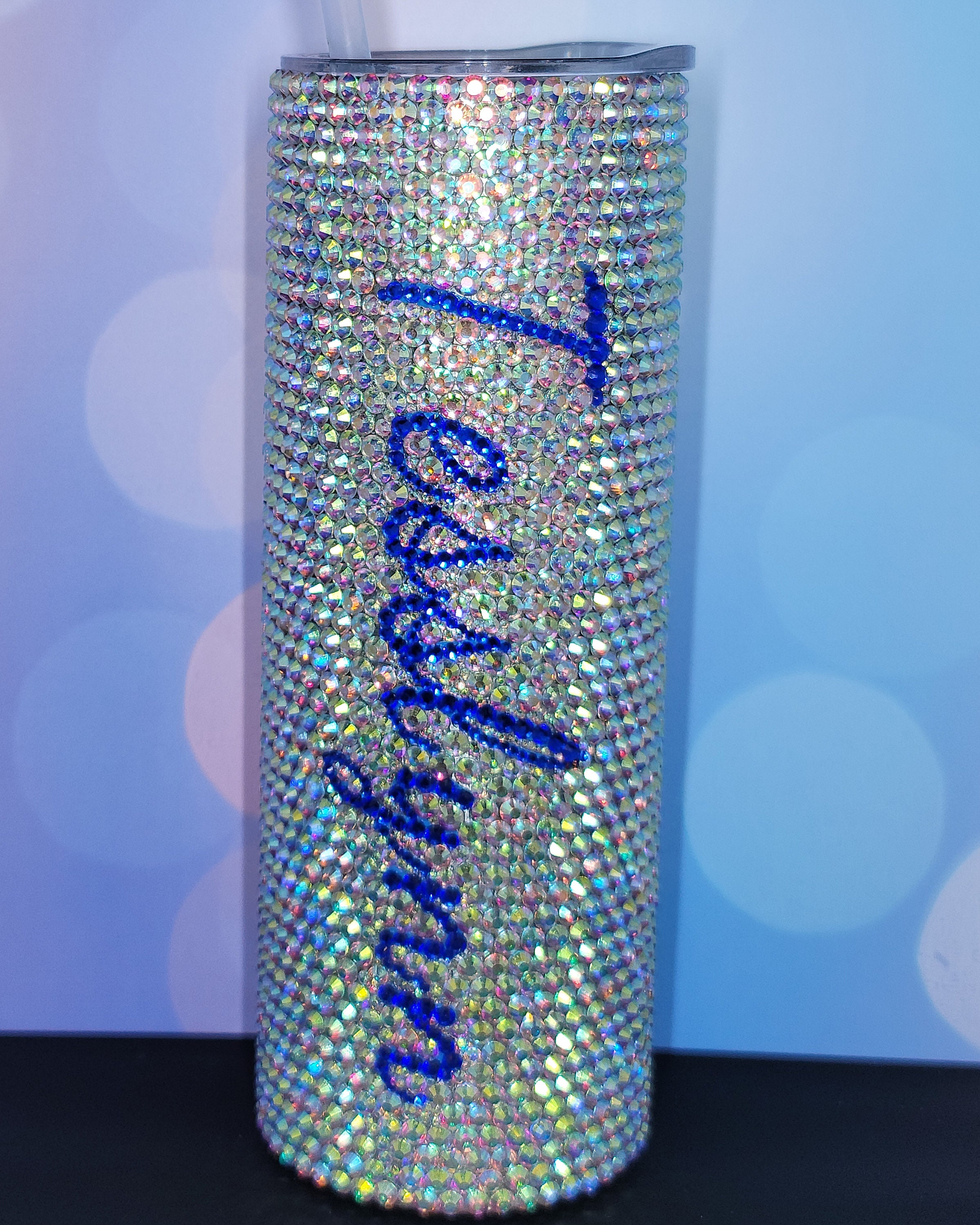 Bling Stanley tumbler - pool - baby blue - light blue premium rhinestones  40 oz cup with handle - HTF cup - free shipping! Tik Tok cup