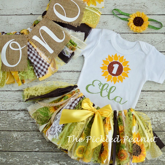 sunflower first birthday outfit