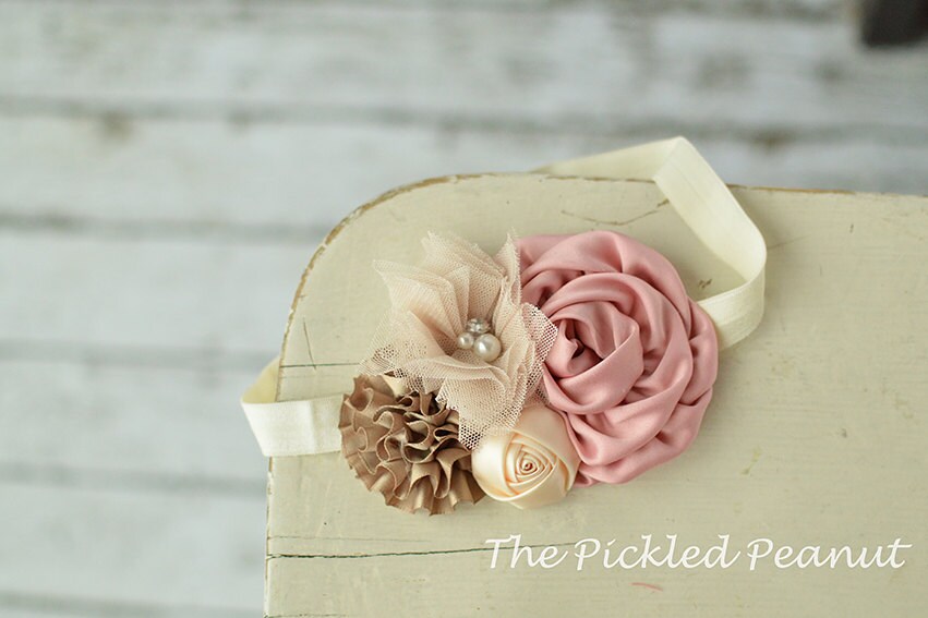 Vintage Baby Headband Baby Bow Baby Girl Headbands Blush Ivory Beige …