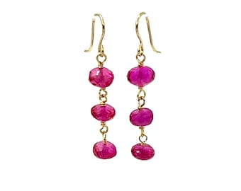 Pink Spinel Gold Filled Earrings
