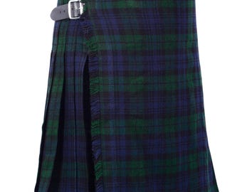 Black Watch Tartan 8 Yard Kilt - Scottish Black Watch 8 Yard Kilt - Men's Scottish Traditional 8 Yard Kilt - All Sizes