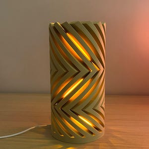 3D Printed Chevron Table Lamp, Custom Colour LED Mood Light, Modern Bedside Decor