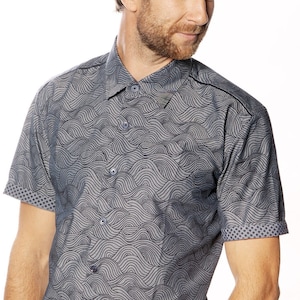 Chambray shirt, short sleeve - Waves - S size