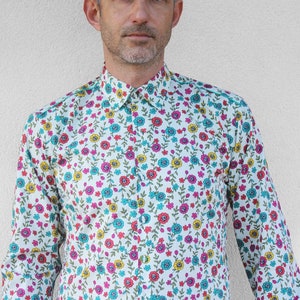 Mens floral dress shirts- Cornflower - XL size - BAÏSAP