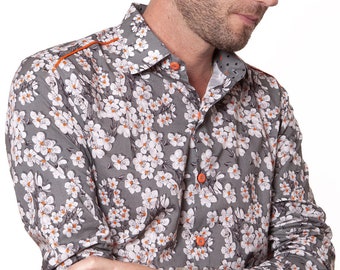 Blossom shirt for men - Gray Blossom - BAÏSAP