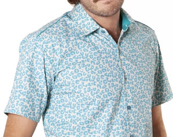 Blue leopard print shirt - Turquoise - BAÏSAP