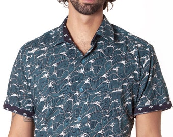 Blue short sleeve shirt - Hokusai - BAÏSAP - S size