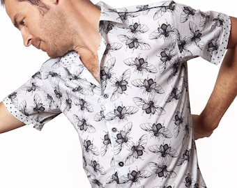 Beetle print shirt, short sleeve - BAÏSAP
