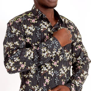 Floral shirt black - Jasmine - BAÏSAP