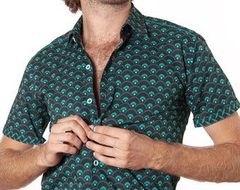 Green short sleeve shirt mens - Scale