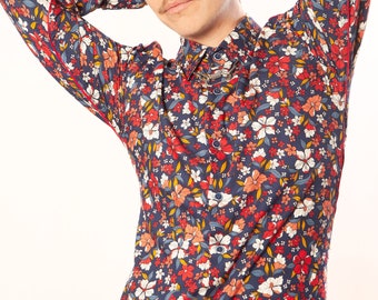 Dark blue floral shirt - Liberty - BAÏSAP