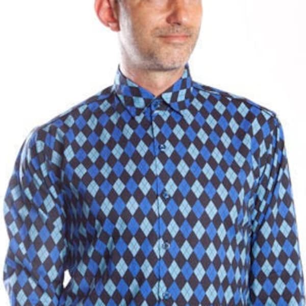 Blue argyle shirt - Jacquard