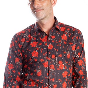 Red floral shirt mens - BAÏSAP
