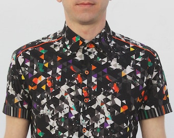 Printed short sleeve shirts - Dark Triangles - BAÏSAP - S size