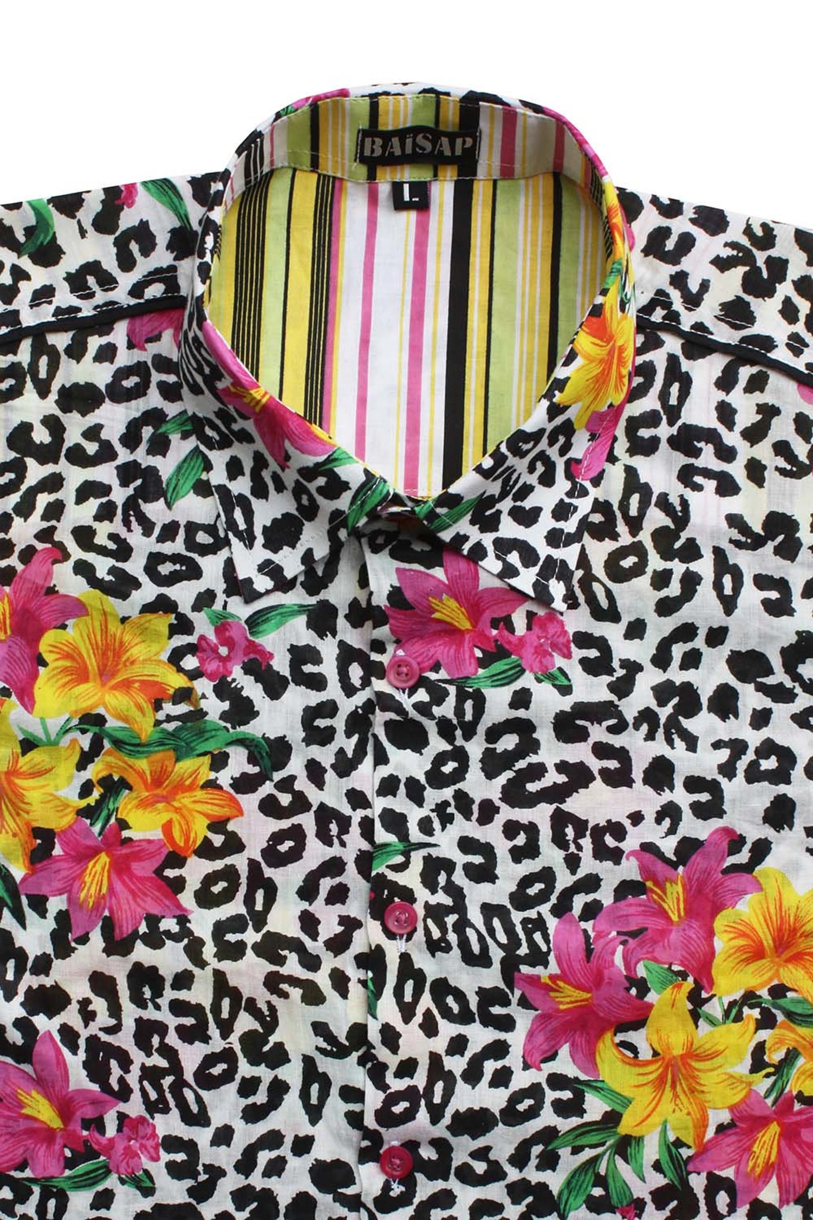 Mens Animal Print Shirt Short Sleeve Jungle BAÏSAP XL Etsy